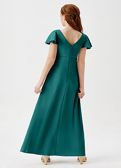 Azazie Soren Junior Peacock A-Line Ruched Stretch Satin Dress image6