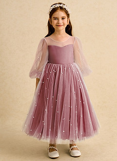 Azazie Trudy Sukienki dla dziewczynek sypiących kwiaty Suknia balowa Dekolt w kształcie serca Tiul Długość herbaty Sukienka image6