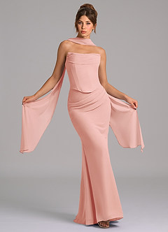 Azazie Sorrel Bridesmaid Dresses Rosette Mermaid Corset Chiffon Dress image1