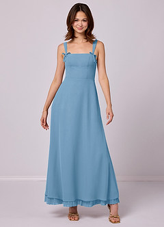 Barbie ♥ Azazie Final Sale Steel Blue A-Line Pleated Chiffon Dress image3