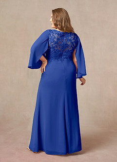 Azazie Perry Kleider für die Brautmutter Meerjungfrau-Linie V-Hals Spitze Chiffon Kleid Königsblau image8