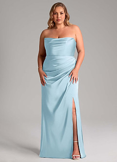 Azazie Leonis Bridesmaid Dresses Sky Blue Mermaid Pleated Stretch Satin Convertible Dress image8