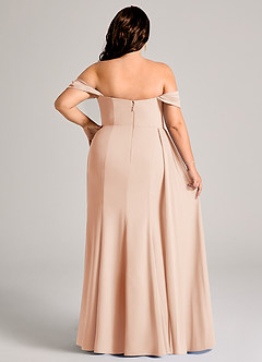 Azazie Amyra Bridesmaid Dresses English Rose Sheath Off the Shoulder Chiffon Convertible Dress image15