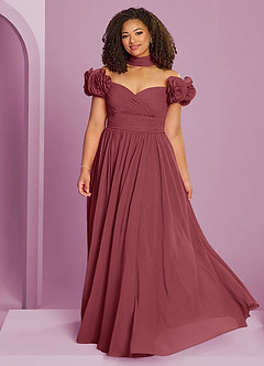 Barbie ♥ Azazie Bridesmaid Dresses Merlot A-Line Off the Shoulder Chiffon Convertible Dress image15