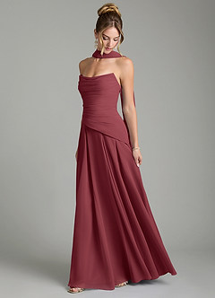 Azazie Gabriela Robes de demoiselle d'honneur Robe Trapèze en Mousseline de soie Corset Merlot image4
