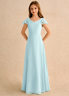 Azazie Nari Girls Formal Blumenmädchenkleider A-Linie mit ärmel Chiffon Kleid Seegrün image6