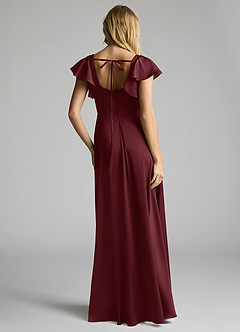 Azazie Bondi Brautjungfernkleider A-Linie Schleifen Stretch-Satin Kleid Cabernetrot image4