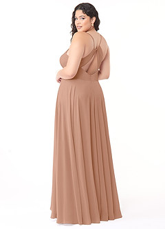 Azazie Avelina Bridesmaid Dresses Champagne Rose A-Line V-Neck Pleated Chiffon Dress image9