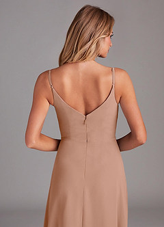 Azazie Daenerys Brautjungfernkleider A-Linie Kutte Chiffon Kleid Champagner Rosa image7