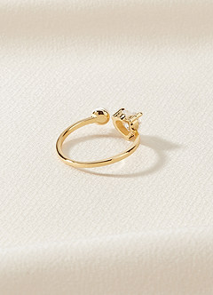 front Anillo abierto con piedra de corazón y perla