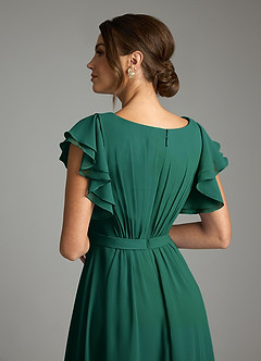 Azazie Daphne Modest Bridesmaid Dresses A-Line Ruffled Chiffon Floor-Length Dress image6