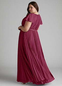 Azazie Kara Modest Bridesmaid Dresses A-Line Pleated Chiffon Floor-Length Dress image11