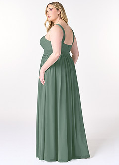 Azazie Elvira Bridesmaid Dresses Eucalyptus A-Line Pleated Chiffon Dress image10