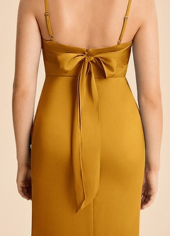 Azazie Mia Junior Robe Sirène en Satin extensible Plissé Caramel écossais image6