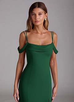 Azazie Callan Bridesmaid Dresses Dark Green Mermaid Pleated Chiffon Convertible Dress image4