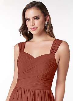 Azazie Zapheira Bridesmaid Dresses Auburn A-Line Ruched Chiffon Dress image5