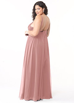 Azazie Aziza Bridesmaid Dresses Dusty Rose A-Line V-Neck Pleated Chiffon Dress image10