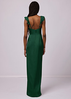 Barbie ♥ Azazie Bridesmaid Dresses Dark Green Sheath Stretch Satin Dress image5