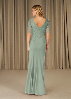 Azazie Ivanna Final Sale Dusty Sage Mermaid Lace Dress image2