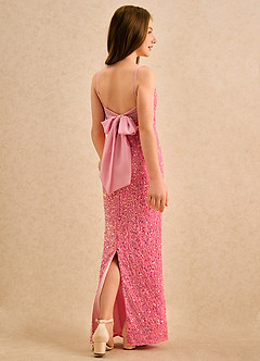 Azazie Nini Girls Formal vestidos de niña de las flores Vestido de Rosa Caramelo de Lentejuelas de Corte Recto image2