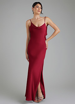 Azazie Veronica Bridesmaid Dresses Burgundy Sheath Chiffon Dress image4
