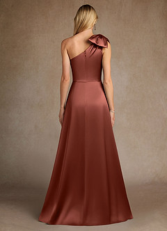 Azazie Easton Mother of the Bride Dresses Auburn A-Line One Shoulder Stretch Satin Dress image3