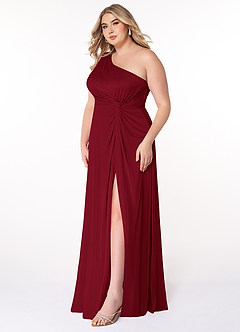 Azazie Brooke Brautjungfernkleider A-Linie One-Shoulder Gittergewebe Kleid Burgunderrot image8