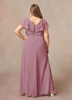 Azazie Snapdragon Mother of the Bride Dresses Vintage Mauve A-Line V-Neck Ruched Chiffon Dress image7