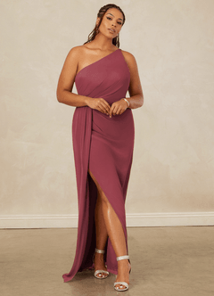 Christian Siriano Bridal for Azazie 1003 Bridesmaid Dresses Merlot Sheath One Shoulder Chiffon Dress image8