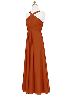 Azazie Anthea Junior Paprika Pleated Chiffon Dress image8