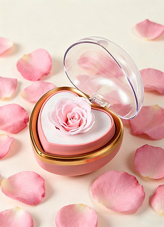 front Heart-Shaped Reversible Rose Jewelry Box
