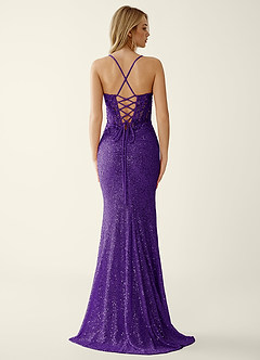Noellress Dark Purple Lace Sequin Embroidery Beading Prom Dress image2