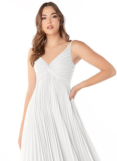 Azazie Raychelle Robes de demoiselle d'honneur Robe Trapèze en Mousseline de soie Col en V Blanc image6