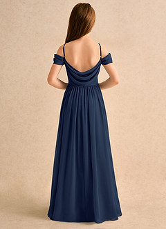 Azazie Shia Girls Formal Flower Girl Dresses Dark Navy A-Line Off the Shoulder Chiffon Dress image1