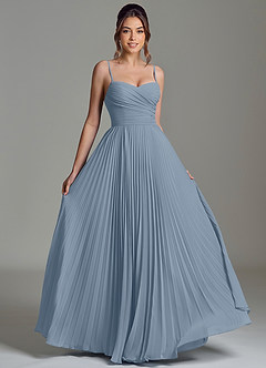 Azazie Catie Brautjungfernkleider A-Linie Herzausschnitt Chiffon Kleid Staubblau image3