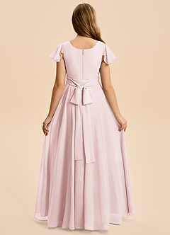 Azazie Cady Junior A-Linie Plissee Chiffon Kleid Zartrosa image2