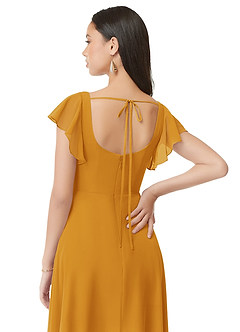 Azazie Bondi Šaty pro družičky A-Line S volánky Šifón Délka po kotníky Šaty image2