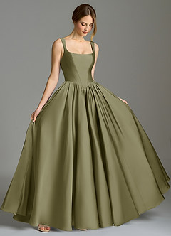 Azazie Verina Bridesmaid Dresses Pistachio A-Line Pleated Stretch Satin Dress image5