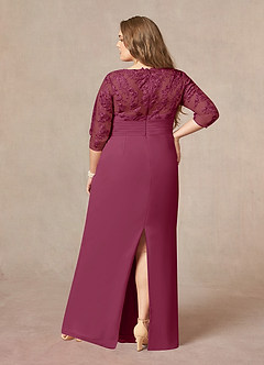 Azazie Joan Mother of the Bride Dresses Mulberry Sheath V-Neck Lace Chiffon Dress image7