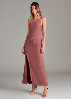 Azazie Eren Robes de demoiselle d'honneur Robe Sirène en Mousseline de soie Une épaule Améthyste image1