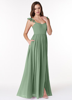 Azazie Metz Bridesmaid Dresses Matcha A-Line Sweetheart Ruched Chiffon Dress image3