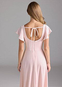 Azazie Bondi Bridesmaid Dresses Blushing Pink A-Line Bow Stretch Satin Dress image7