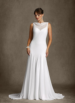 Azazie Angelina Vestidos de novia Vestido Diamante Blanco de Gasa de Corte Sirena image2
