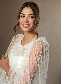 front Mantella in tulle con perle a cascata