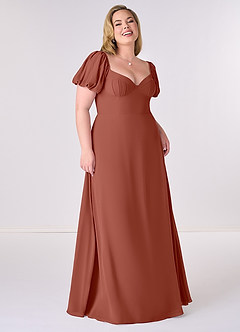 Barbie ♥ Azazie Bridesmaid Dresses Auburn A-Line Pleated Chiffon Dress image7