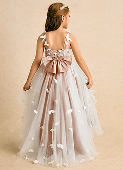 Azazie Darlina Flower Girl Dresses Ivory Champagne Rose Ball-Gown Lace Tulle Dress image7