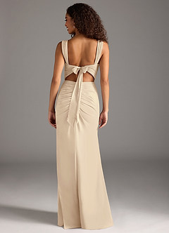 Azazie Jesaphine Bridesmaid Dresses Champagne Sheath Bow Chiffon Dress image2