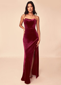 Azazie Nereda Bridesmaid Dresses A-Line Strapless Velvet Floor-Length Dress image5