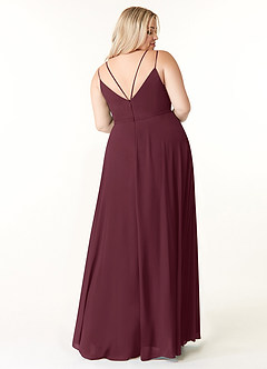 Azazie Janine Vestidos de damas de honor Vestido de Cabernet de Gasa de Corte en A con Cuello en V image7