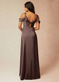 Azazie Rhea Maternity Bridesmaid Dresses A-Line Off-The-Shouler Pleated Stretch Satin Floor-Length Dress image2